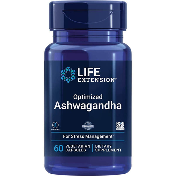 Life Extension Optimized Ashwagandha 60 Vegetarian Capsules | Premium Supplements at MYSUPPLEMENTSHOP