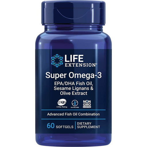 Life Extension Super Omega-3 EPA/DHA Fish Oil Sesame Lignans &amp; Olive Extract 60 Softgels | Premium Supplements at MYSUPPLEMENTSHOP