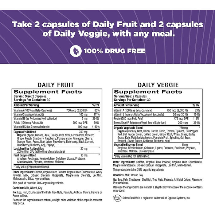 Natrol JuiceFestiv, Daily Fruit &amp; Daily Veggie - 2 x 60 Capsules Bottles | Premium Supplements at MYSUPPLEMENTSHOP