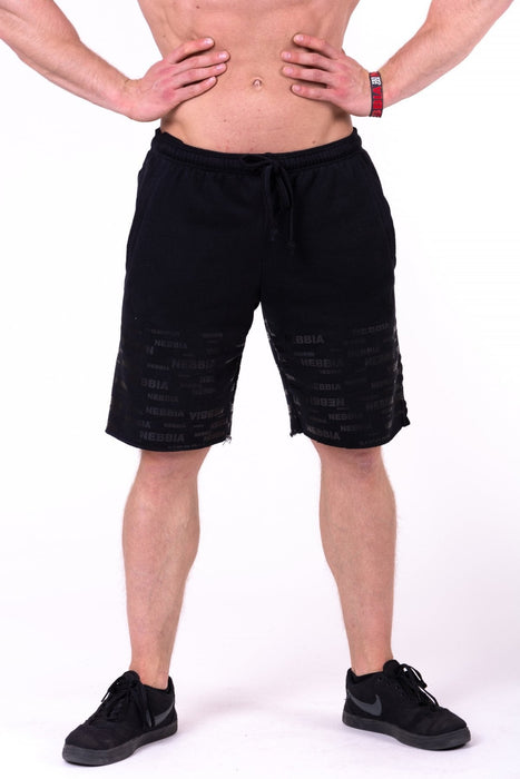 Nebbia Raw Hem Street Shorts 151 - Black