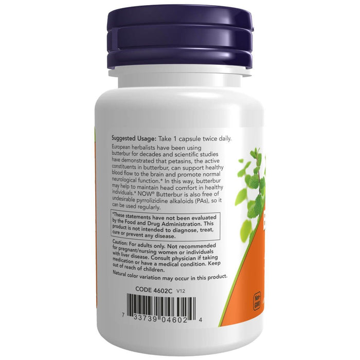 NOW Foods Butterbur with Feverfew 60 Veg Capsules | Premium Supplements at MYSUPPLEMENTSHOP