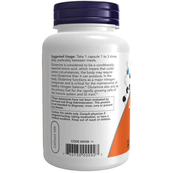 NOW Foods L-Glutamine 500 mg 120 Veg Capsules | Premium Supplements at MYSUPPLEMENTSHOP