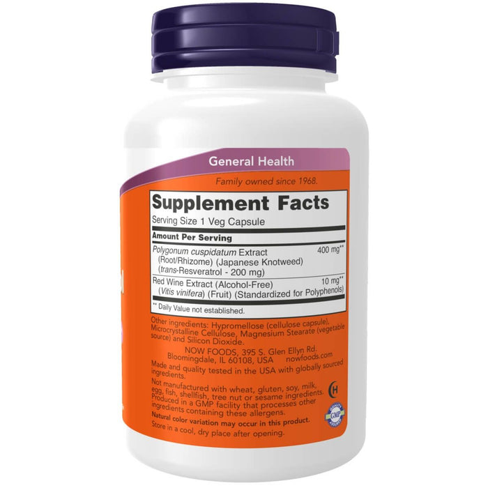 NOW Foods Natural Resveratrol 200 mg 120 Veg Capsules | Premium Supplements at MYSUPPLEMENTSHOP