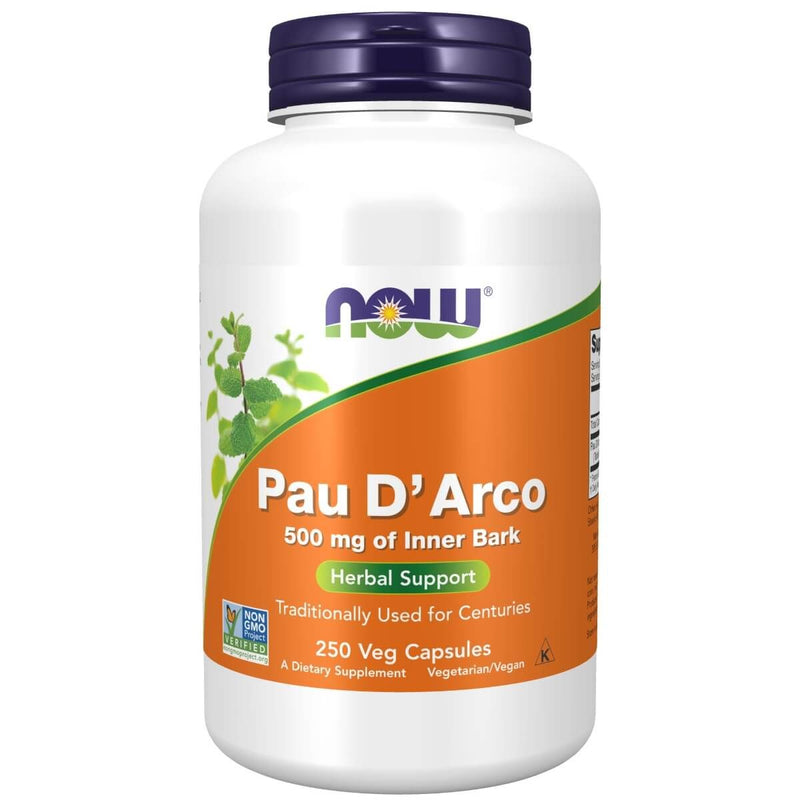 NOW Foods Pau D'Arco 500 mg 250 Veg Capsules | Premium Supplements at MYSUPPLEMENTSHOP