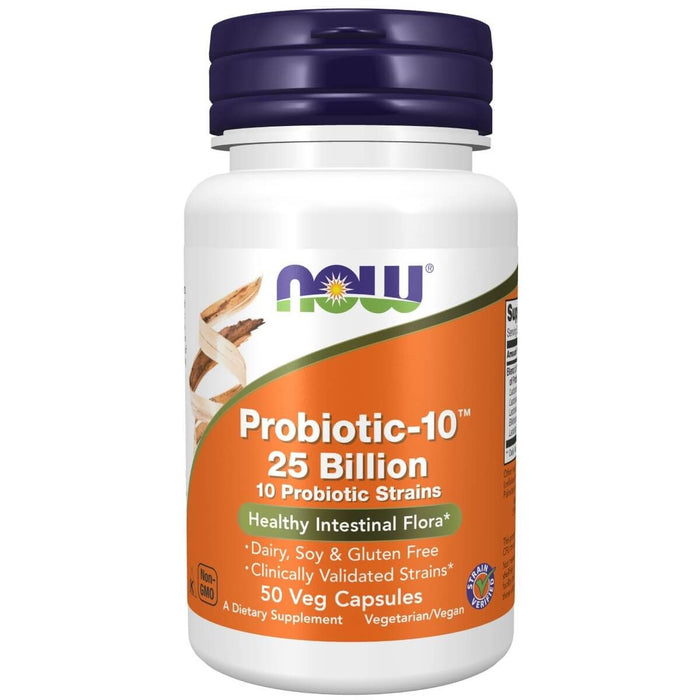 NOW Foods Probiotic-10 25 Billion 50 Veg Capsules - Health and Wellbeing at MySupplementShop by NOW Foods