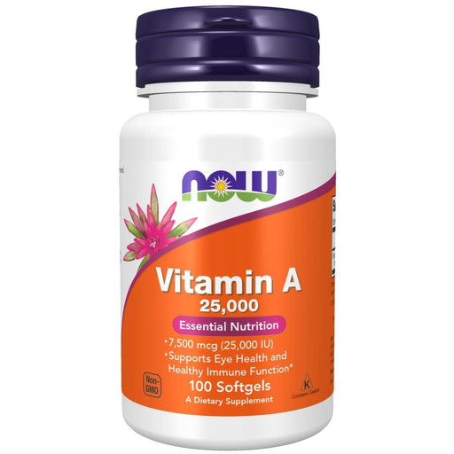 NOW Foods Vitamin A 25,000iu 100 Softgels | Premium Supplements at MYSUPPLEMENTSHOP