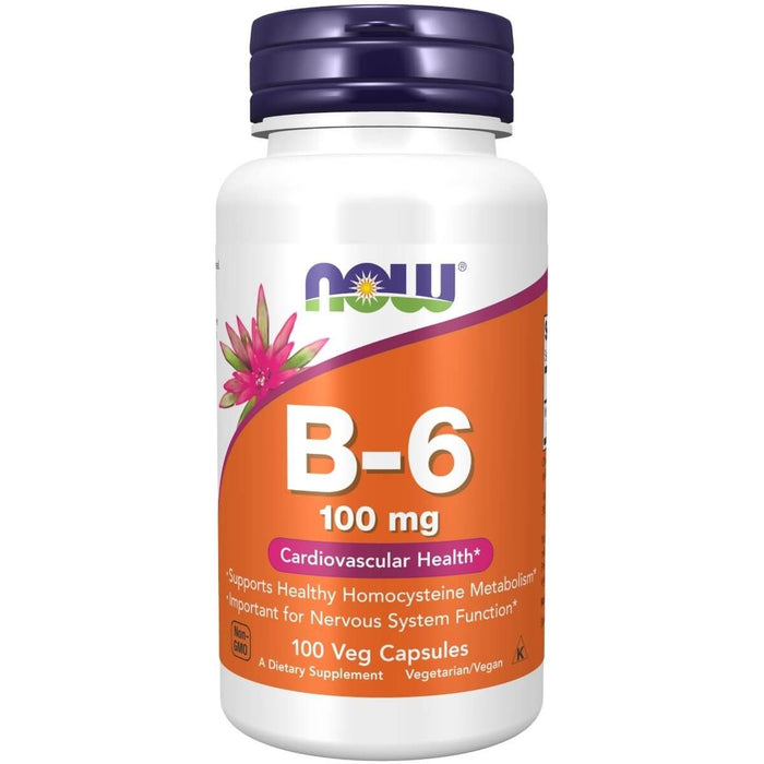 NOW Foods Vitamin B-6 (Pyridoxine HCl) 100 mg 100 Veg Capsules - Vitamins & Minerals at MySupplementShop by NOW Foods