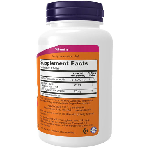 NOW Foods Vitamin C-1,000 with Rose Hips & Bioflavonoids 100 Tablets - Vitamins & Minerals at MySupplementShop by NOW Foods