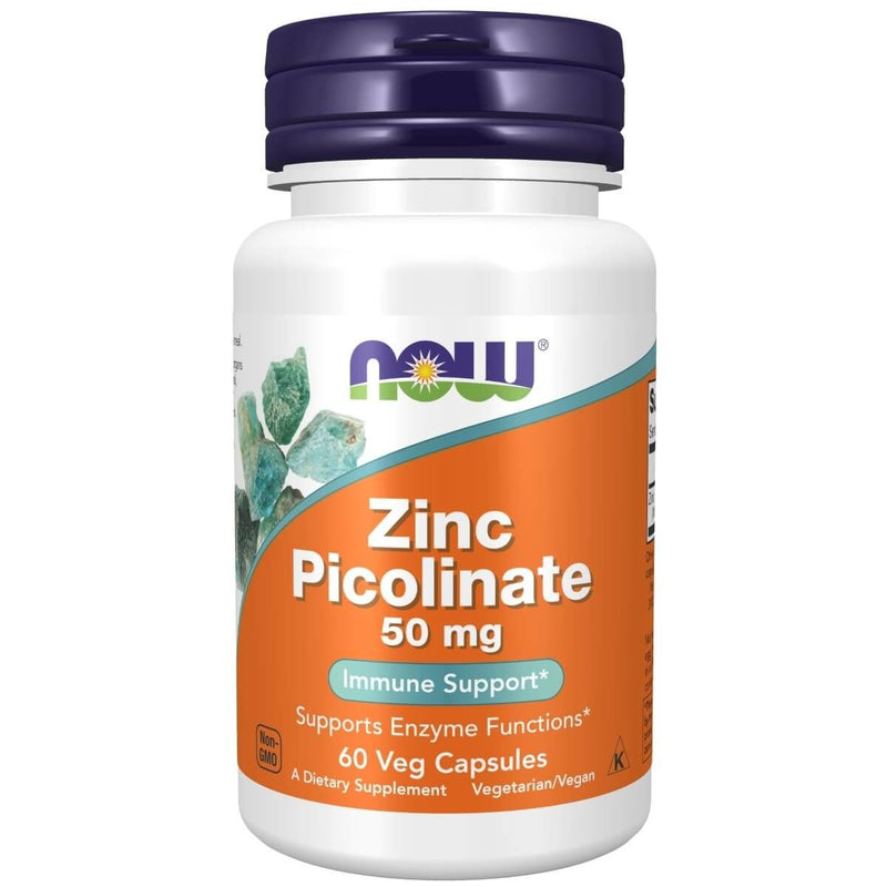 NOW Foods Zinc Picolinate 50 mg 60 Veg Capsules | Premium Supplements at MYSUPPLEMENTSHOP