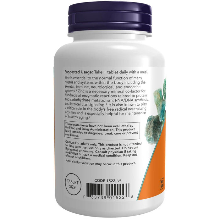 NOW Foods Zinc (Zinc Gluconate) 50 mg 250 Tablets | Premium Supplements at MYSUPPLEMENTSHOP