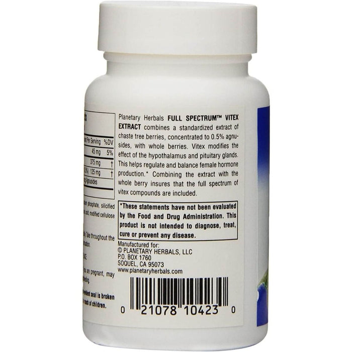 Planetary Herbals Full Spectrum Vitex Extract 500mg 60 Tablets | Premium Supplements at MYSUPPLEMENTSHOP