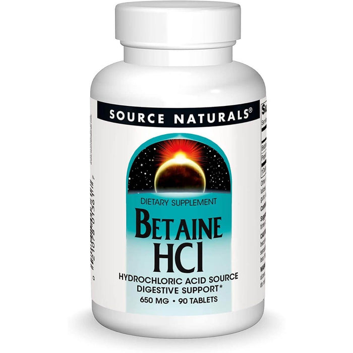 Source Naturals Betaine HCl 650mg 90 Tablets - Digestive Health at MySupplementShop by Source Naturals