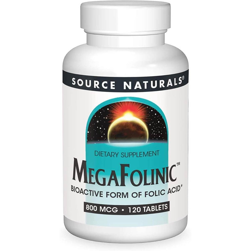 Source Naturals MegaFolinic (Folic Acid) 800mcg 120 Tablets | Premium Supplements at MYSUPPLEMENTSHOP