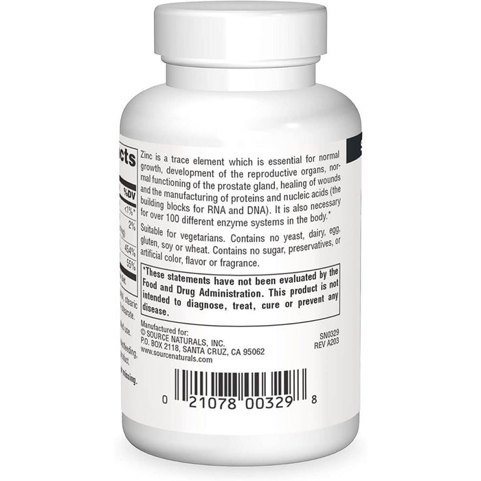 Source Naturals Zinc 50mg 100 Tablets | Premium Supplements at MYSUPPLEMENTSHOP