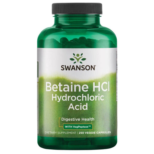 Swanson Betaine HCl Hydrochloric Acid with Pepsin 250 veg capsules - Health and Wellbeing at MySupplementShop by Swanson