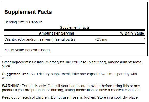 Swanson Full Spectrum Cilantro 425 mg 60 Capsules at MySupplementShop.co.uk