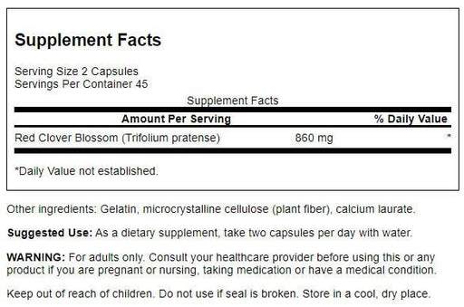 Swanson Full Spectrum Red Clover Blossom 430mg 90 Capsule | Premium Supplements at MYSUPPLEMENTSHOP