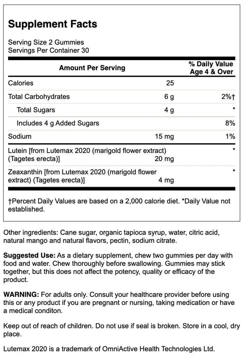 Swanson Lutein &amp; Zeaxanthin Gummies, Mango Flavoured 60 Gummies | Premium Supplements at MYSUPPLEMENTSHOP