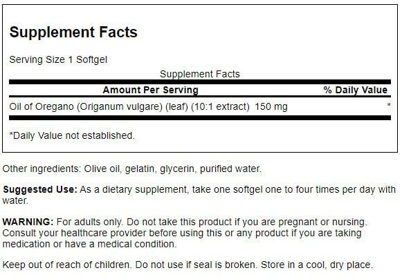 Swanson Oregano Oil 10:1 Extract 150 mg 120 Softgels | Premium Supplements at MYSUPPLEMENTSHOP