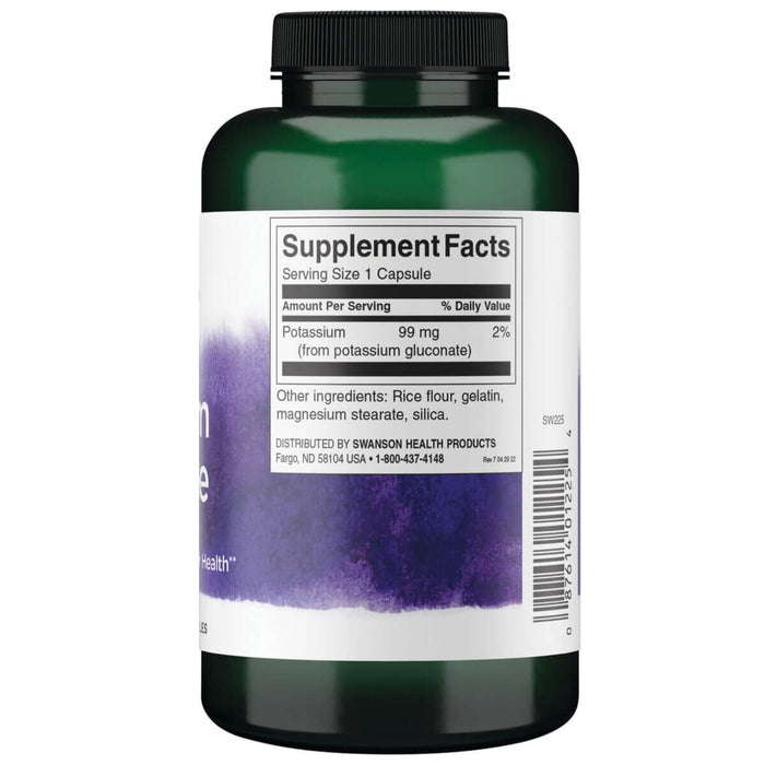 Swanson Potassium Gluconate 99 mg 250 Capsules at MySupplementShop.co.uk