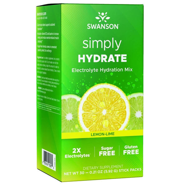 Swanson Simply HYDRATE Electrolyte Hydration Mix (Lemon-Lime) 30 Packets - Energy & Vitality at MySupplementShop by Swanson