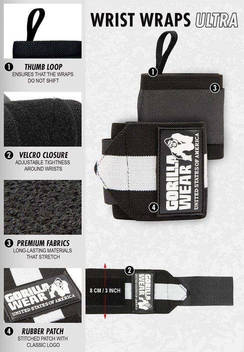 Gorilla Wear Wrist Wraps Ultra - Black/Grey