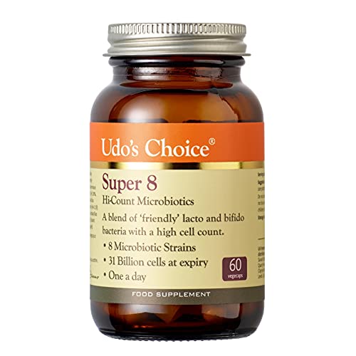 Udo's Choice Super 8 Hi Count Microbiotics Supports Bowels and Digestive Health One a Day Probiotics 42 Billion Cell Count -8 Microbiotic Strains - 60 Capsules | High-Quality Alternative Medicine | MySupplementShop.co.uk