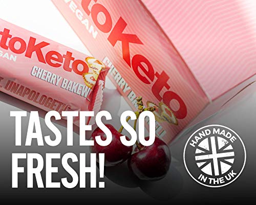 Keto Keto Bars 12 x 50g Keto Snacks For Weight Loss | Keto Diet Sugar Free Snack Meal Replacement Bar | Healthy Snacks Keto Food Low Carb | Low Calorie Vegan Food Breakfast Bar (Cherry Bakewell) | High-Quality Diet Bars | MySupplementShop.co.uk