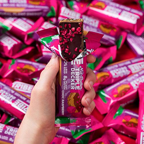 Tribe Nut Butter Triple Decker Plant Protein Bar  12x40g Choc Raspberry - Protein Bars at MySupplementShop by Tribe