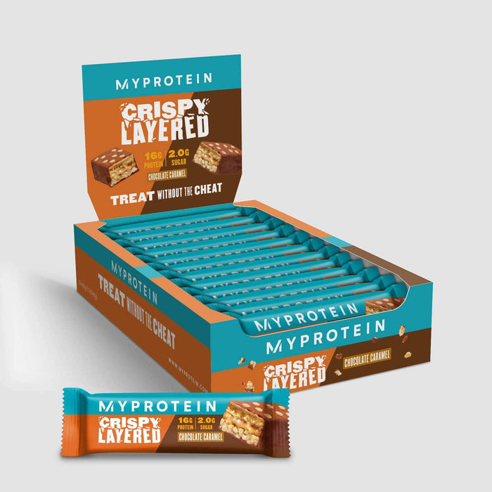 MyProtein Crispy Layered Protein Bar 12x58g Chocolate Caramel - Protein Bar at MySupplementShop by MyProtein