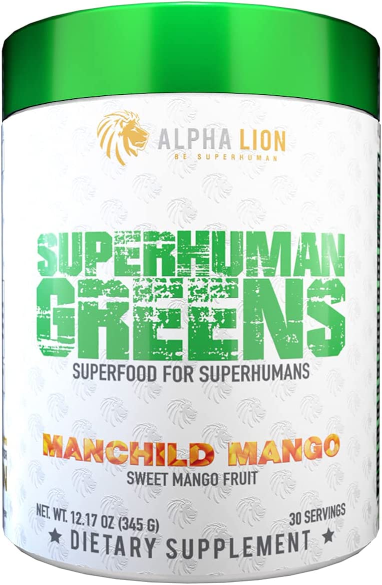 Alpha Lion SuperHuman Greens 345g Manchild Mango | High-Quality Sports Nutrition | MySupplementShop.co.uk