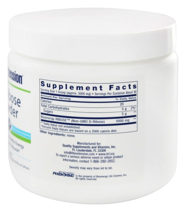 Life Extension D-Ribose Powder - 150g | High-Quality Special Formula | MySupplementShop.co.uk