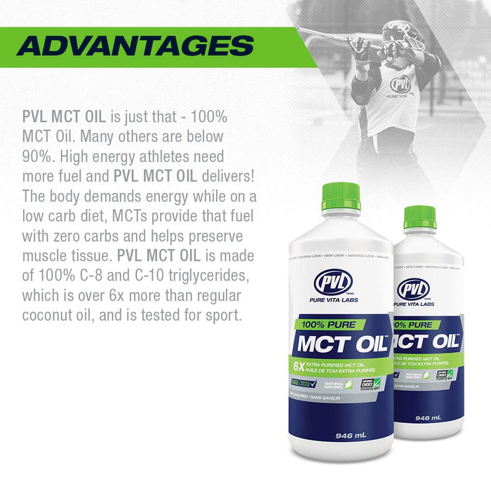 PVL Essentials 100% Pure MCT Oil, Unflavoured - 946 ml. | High-Quality Omegas, EFAs, CLA, Oils | MySupplementShop.co.uk