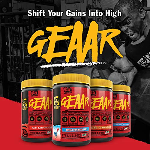 MUTANT GEAAR | 9.4g of EAA Powder + Arginine 7g BCAAs 4g Leucine Electrolytes Coconut Water No Artificial Colours or Flavours | 30 Servings | Tiger's Blood | 378g | High-Quality BCAAs | MySupplementShop.co.uk