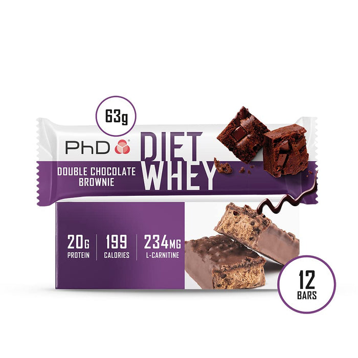 PhD Diet Whey Bar, Double Choc Brownie - 12 bars | High-Quality Protein Bars | MySupplementShop.co.uk