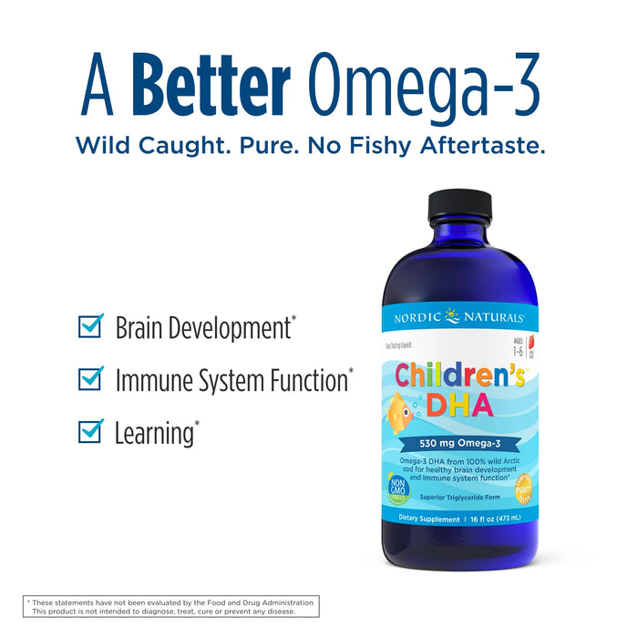 Nordic Naturals Children's DHA, 530mg Strawberry - 473 ml. | High-Quality Omega-3 | MySupplementShop.co.uk