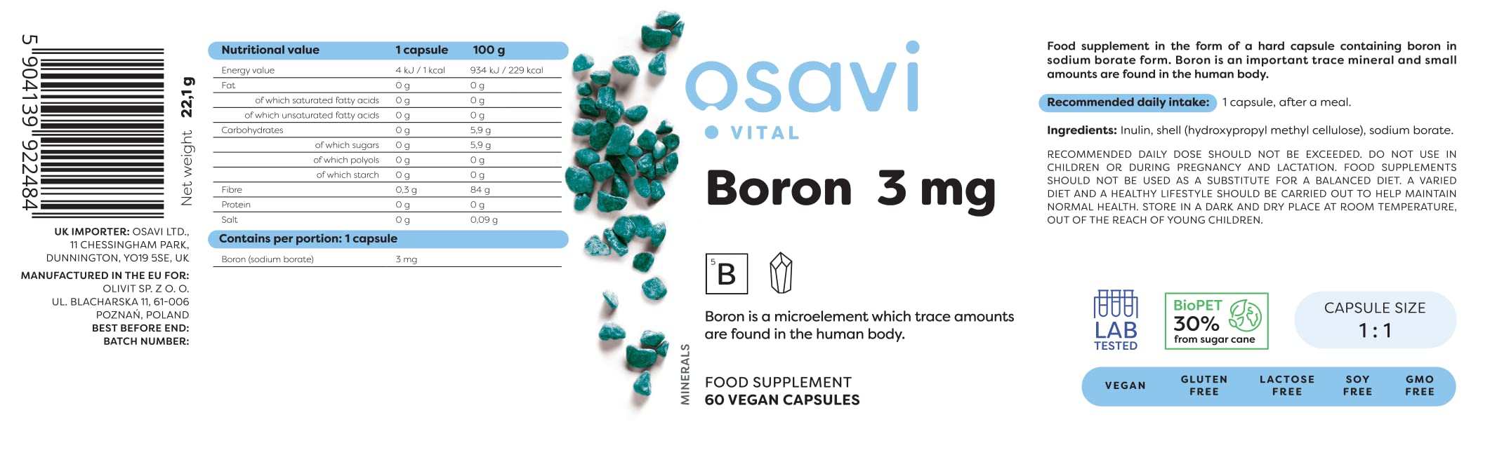 Osavi Boron, 3mg - 60 vegan caps | High-Quality Combination Multivitamins & Minerals | MySupplementShop.co.uk