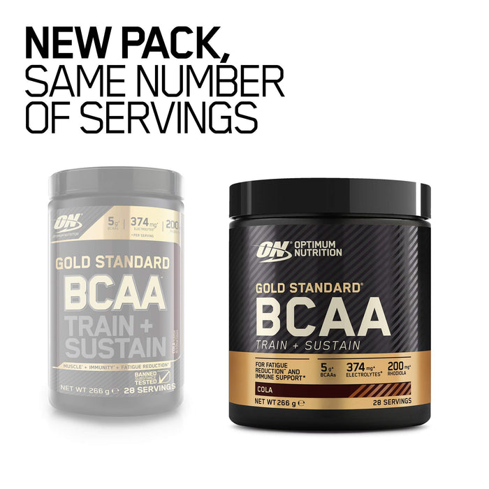 Optimum Nutrition Gold Standard BCAA - Train + Sustain, Cola - 266 grams | High-Quality Amino Acids and BCAAs | MySupplementShop.co.uk