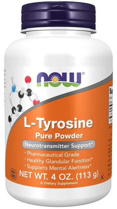 NOW Foods L-Tyrosine, Powder - 113g - Amino Acids and BCAAs at MySupplementShop by NOW Foods