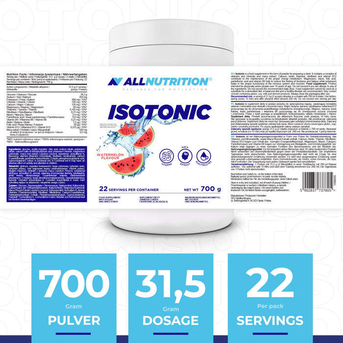 Allnutrition Isotonic, Watermelon - 700 grams | High-Quality Vitamins & Minerals | MySupplementShop.co.uk