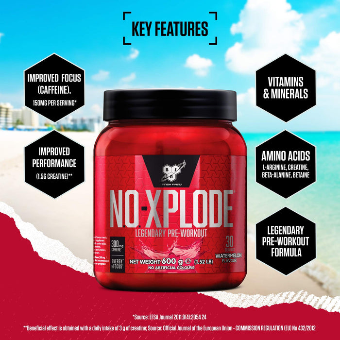 BSN NO Xplode, Watermelon - 600 grams | High-Quality Nitric Oxide Boosters | MySupplementShop.co.uk