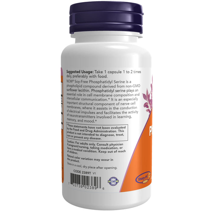 NOW Foods Phosphatidyl Serine, 150mg Soy Free - 60 vcaps - Health and Wellbeing at MySupplementShop by NOW Foods