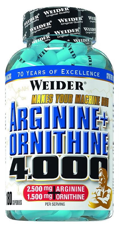 Weider Arginine + Ornithine 4000 - 180 caps | High-Quality Nitric Oxide Boosters | MySupplementShop.co.uk