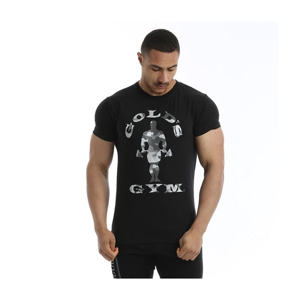 Gold's Gym Printed Camo Logo Tee - Black - Small - T-shirt at MySupplementShop by Gold's Gym