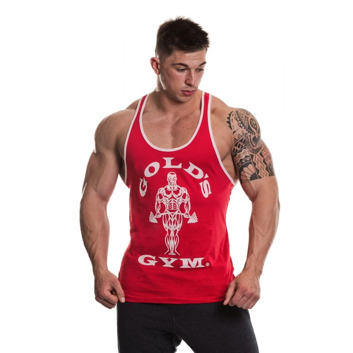 Golds Gym Muscle Joe Contrast Stringer - Red/White - Small - Stringer at MySupplementShop by Gold's Gym