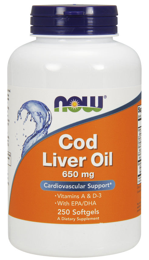 NOW Foods Cod Liver Oil, 650mg - 250 softgels - Vitamins & Minerals at MySupplementShop by NOW Foods