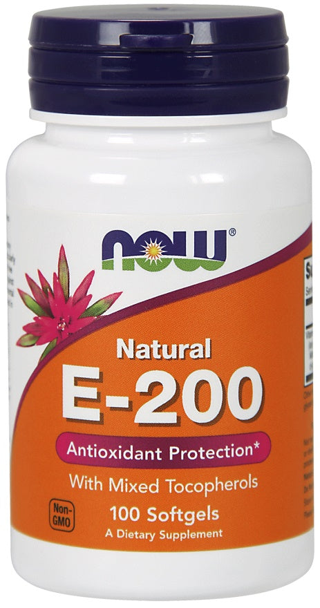 NOW Foods Vitamin E-200 - Natural (Mixed Tocopherols) - 100 softgels | High-Quality Vitamins & Minerals | MySupplementShop.co.uk