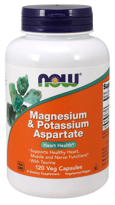 NOW Foods Magnesium & Potassium Aspartate with Taurine - 120 vcaps - Vitamins & Minerals at MySupplementShop by NOW Foods