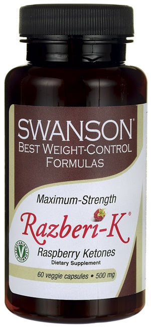 Swanson Razberi-K, 500mg Maximum Strength - 60 vcaps | High-Quality Slimming and Weight Management | MySupplementShop.co.uk