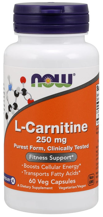 NOW Foods L-Carnitine, 250mg - 60 vcaps - Amino Acids and BCAAs at MySupplementShop by NOW Foods